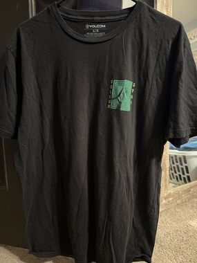 Volcom Black Short-Sleeve Tee with Green Chest Graphic